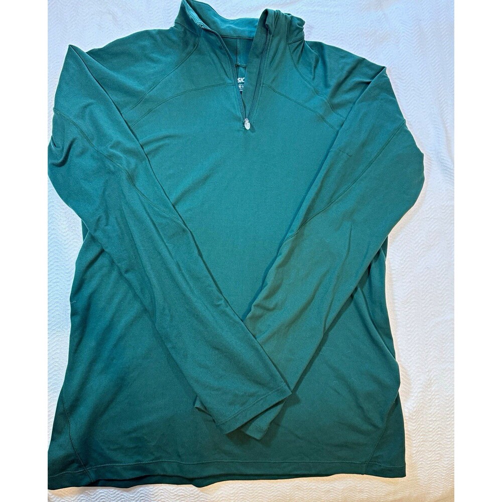 ASICS Men's M Green Polyester 1/4 Zip Mock Neck Long Sleeve Pullover